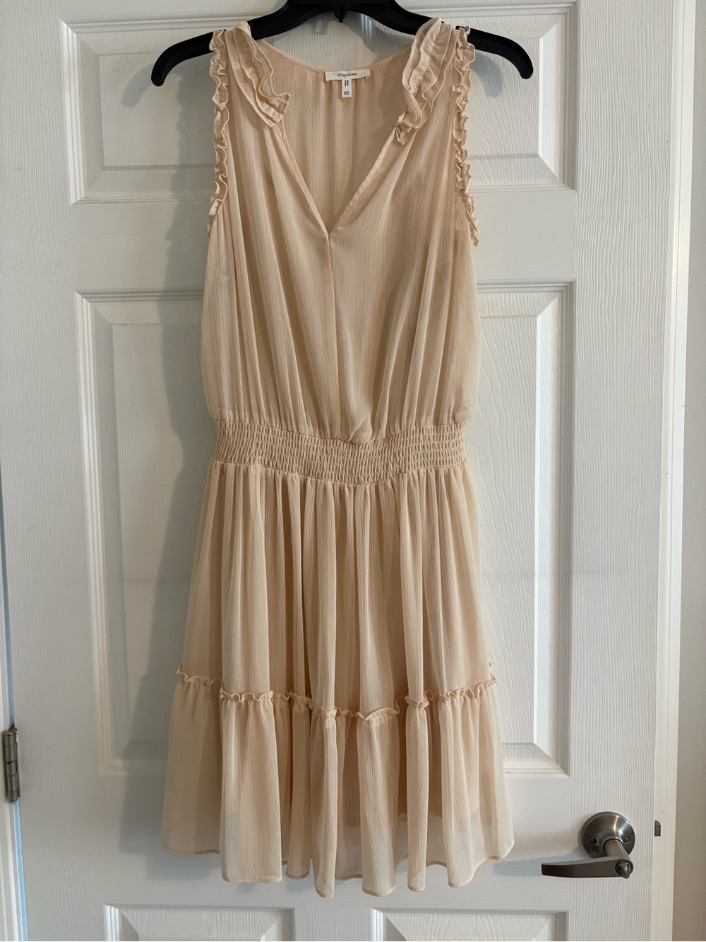 Maurices Soft Ruffle V-Neck Cream Dress